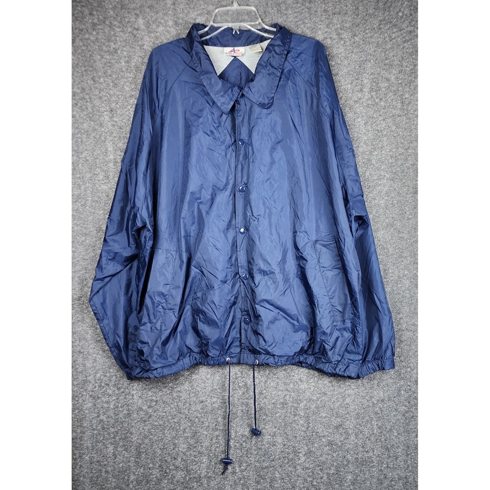 Athletech Windbreaker Mens 3X Navy Blue Vintage Snap Front Coach Jacket